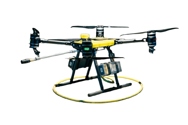 Black Jet drone with cleaning equipment